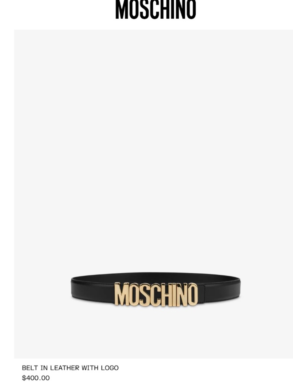 NWT Authentic Moschino Ladies Black Leather Silver Logo Belt in size XS-M